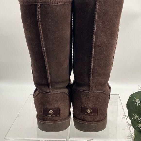 DREAM PAIRS High-top Winter Snow Boots Slip-On Leather Faux Lined Brown 10 - Picture 6 of 13